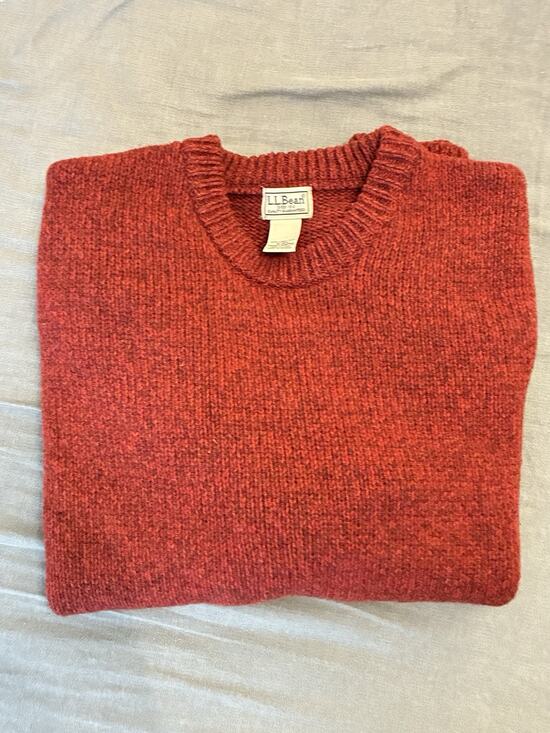 L.L. Bean Other - LL Bean 100% Lambswool Pullover Sweater Mens XL Reg Red/Orange Knit Herritage